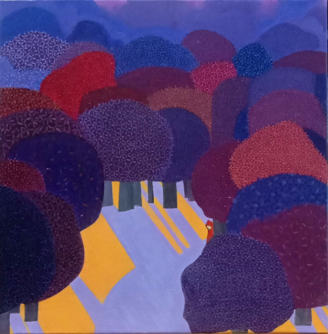 2010 Árboles con sombras violeta 41x41 Óleo sobre lienzo